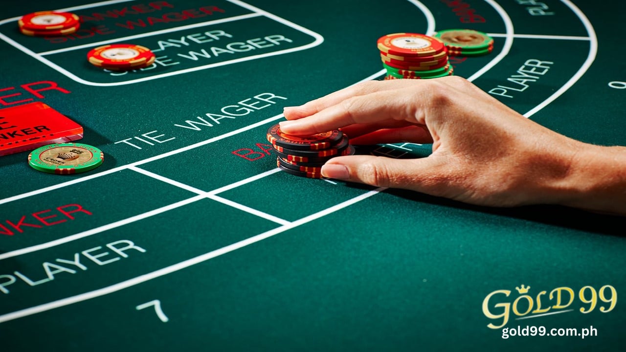 a hands betting on player on baccarat table